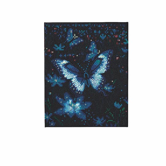 8" x 10" Blue Butterflies LED Stretched Canvas Diamond Art Kit by Make Market®